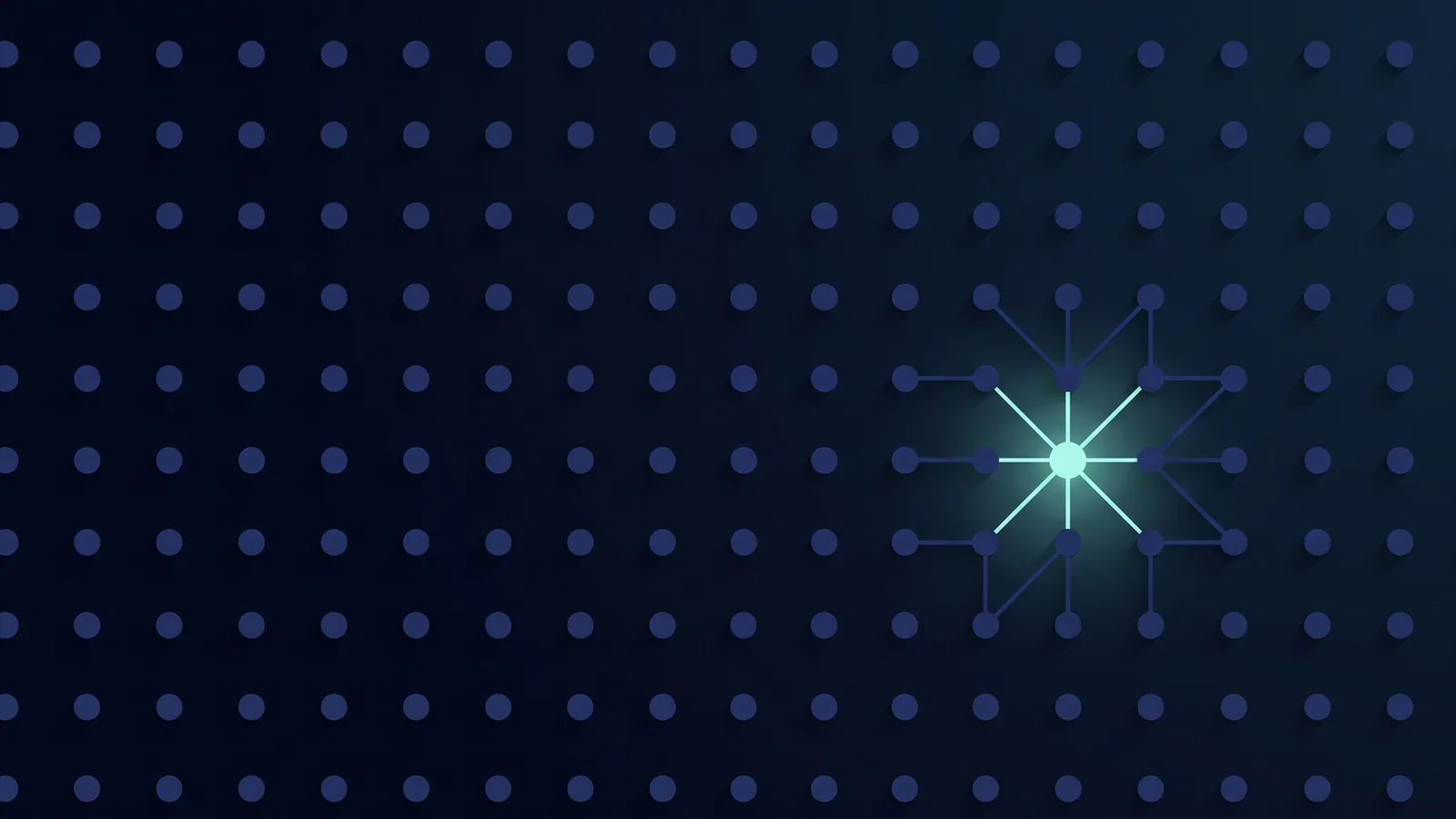 Abstract navy and mint geometric illustration showing rows of repeated identical shapes with one distinct shape standing apart, representing generic content versus differentiated content.