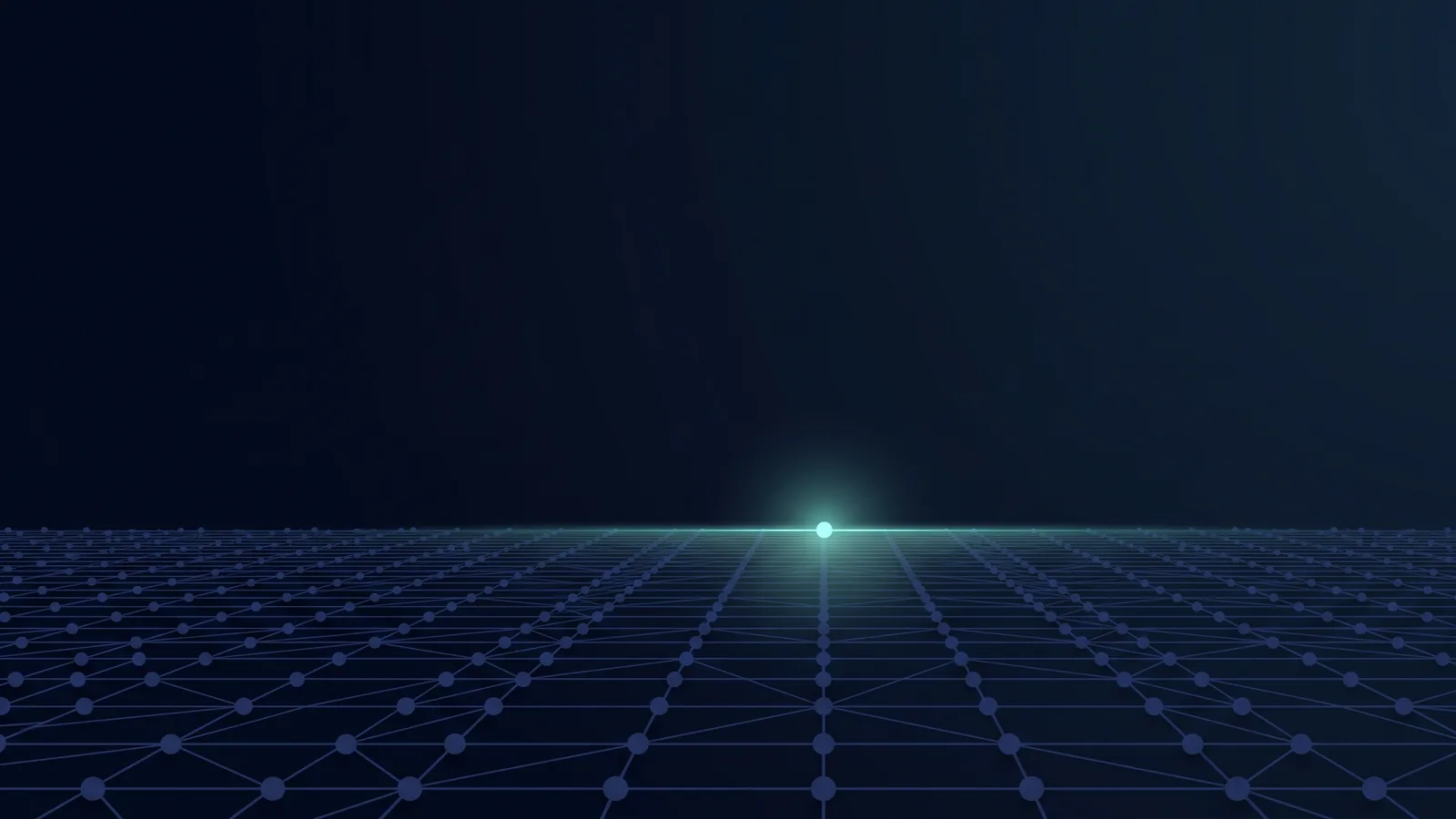 Abstract navy and mint illustration of sound waves and connecting lines, symbolizing real-time AI-driven customer service.